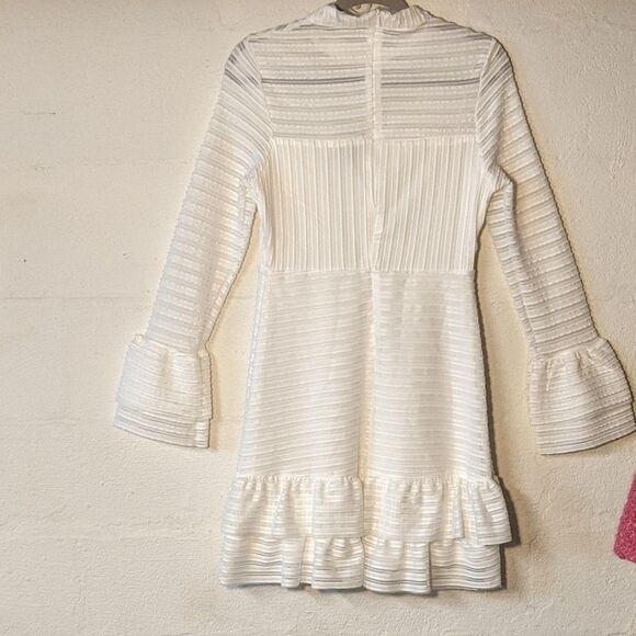 Lulus For Always White Ruffled Long Sleeve Dress! Cool, ruffled, ribbed knit is - Picture 10 of 10